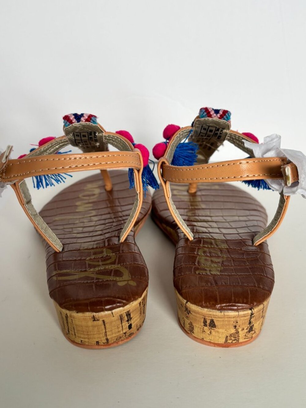 Sam Edelman Shoes Girls Size 11 Danica Sienna Sienna Cork Wedge Summer Chevron - Picture 5 of 11